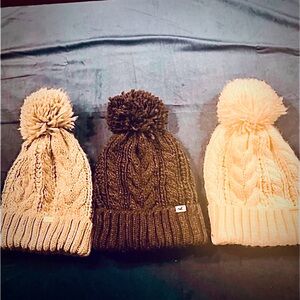 Bundle of 3: Women’s Hollister Pom Beanies